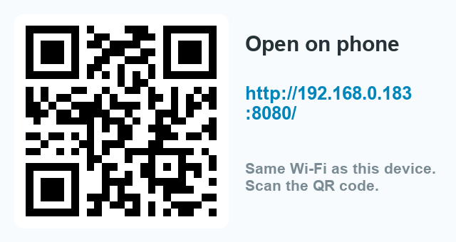 スマートフォン接続用のQRコード画面